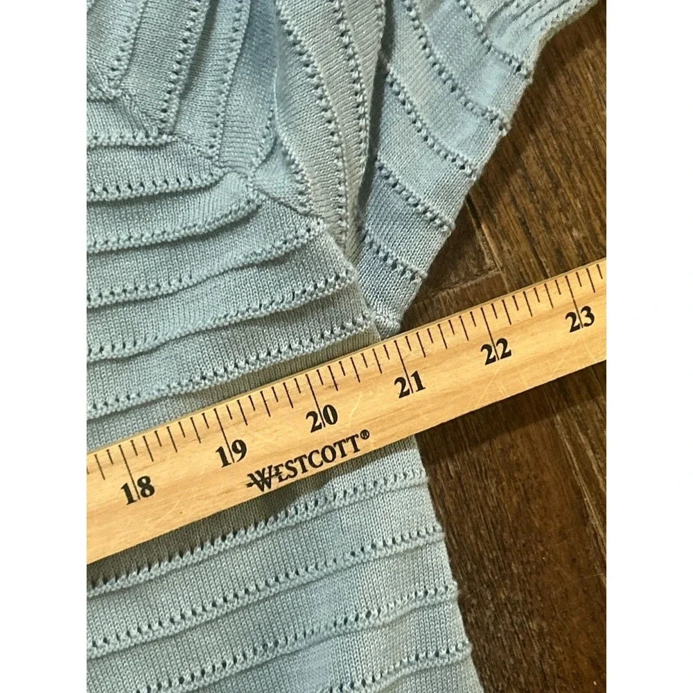 Frye Light Blue Striped Knit Crew Neck Pullover‎ Sweater XL Short Sleeve Women